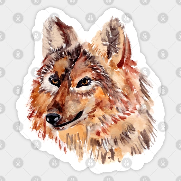 King Wolf Watercolor Sticker by Mako Design 